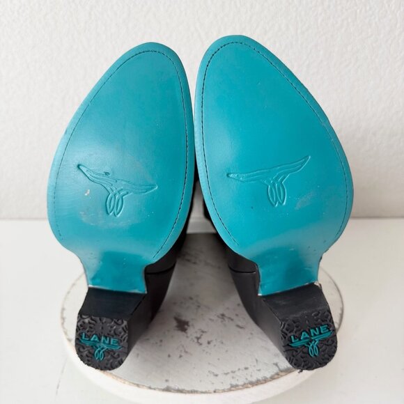 Lane JENTRY Knee High Womens Cowboy Boots 8.5 Black Leather Western Cowgirl Tall - Picture 8 of 10